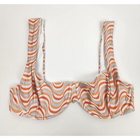 L*Space Tori Bikini Top in Stripes Size Medium NWT Underwires - Picture 1 of 5